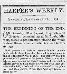 Periodical report of 1861 on Fremont's wartime emancipation