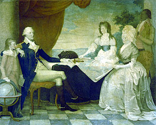 George Washington and family, with a house slave
