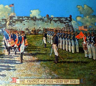 The changing of the flags in Florida, 1821