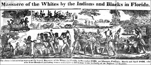 Massacre of the Whites by the Indians and Blacks in Florida, 1836 engraving