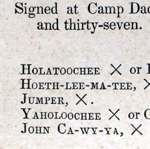 Signature names on the Articles of Capitulation at Fort Dade