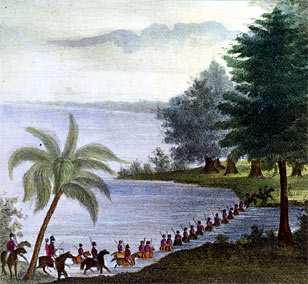 Troops fording Lake Ocklahawa