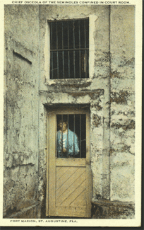 Fanciful postcard of Osceola in prison