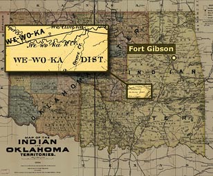 Wewoka, detail from 1894 map of Oklahoma