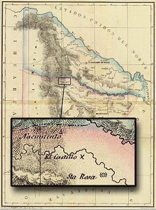 1858 map showing location of Nacimiento, Coahuila