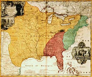 Map showing claims of European powers in America in 1730