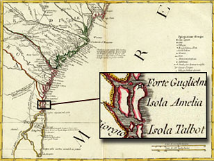 Map showing Amelia Island around the time of the Patriot War
