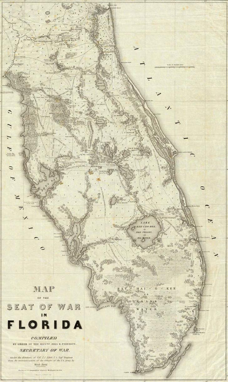 Map of the Seat of War in Florida, 1838