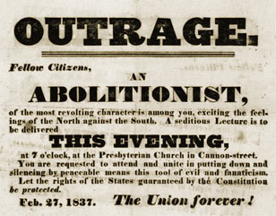 Handbill protesting speech by an abolitionist