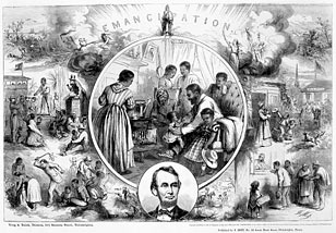 Engraving commemorating the Emancipation Proclamation