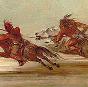 Comanche Warrior Lancing an Osage, by George Catlin