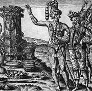 DeBry engraving of the Timucuas worshiping a French column