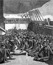 Slaves on the deck of slave bark "Wildfire"