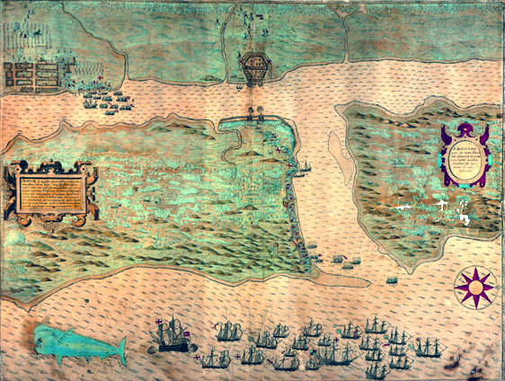 Map of Drake's attack on St. Augustine in 1586