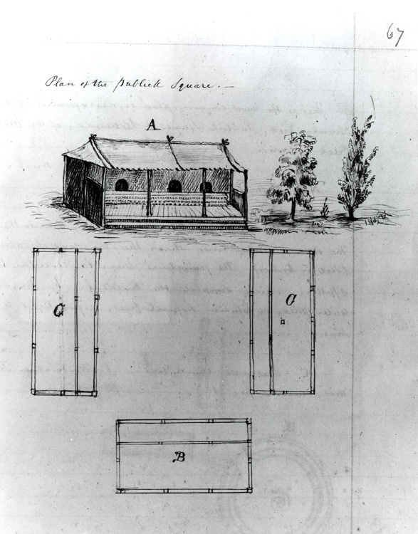 Plan of a Publick Square in a Creek village, after Bartram