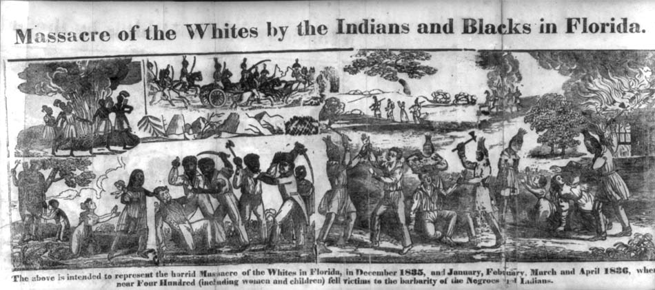 Massacre of the Whites by Blacks and Indians in Florida, 1836 engraving