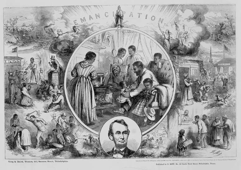 Engraving commemorating the Emancipation Proclamation