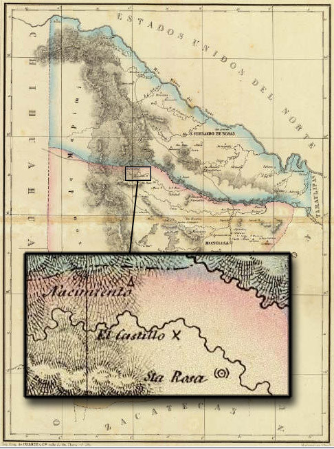 1858 map showing location of Nacimiento, Coahuila