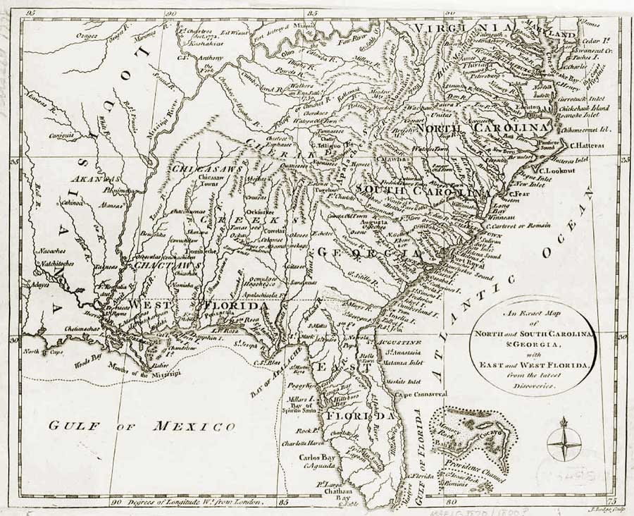 1810 map of Florida and surrounding states