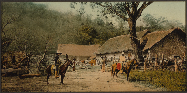 Color photoprint of Mexican Hacienda, circa 1880-1897